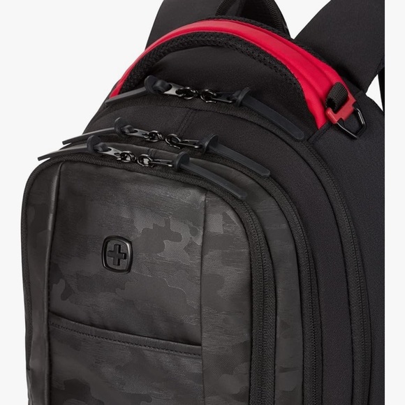 SwissGear Camo Black and Red Backpack Brand New - Picture 2 of 9